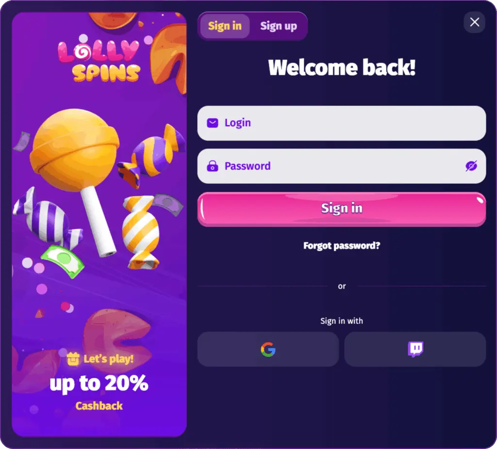 Lolly Spins login